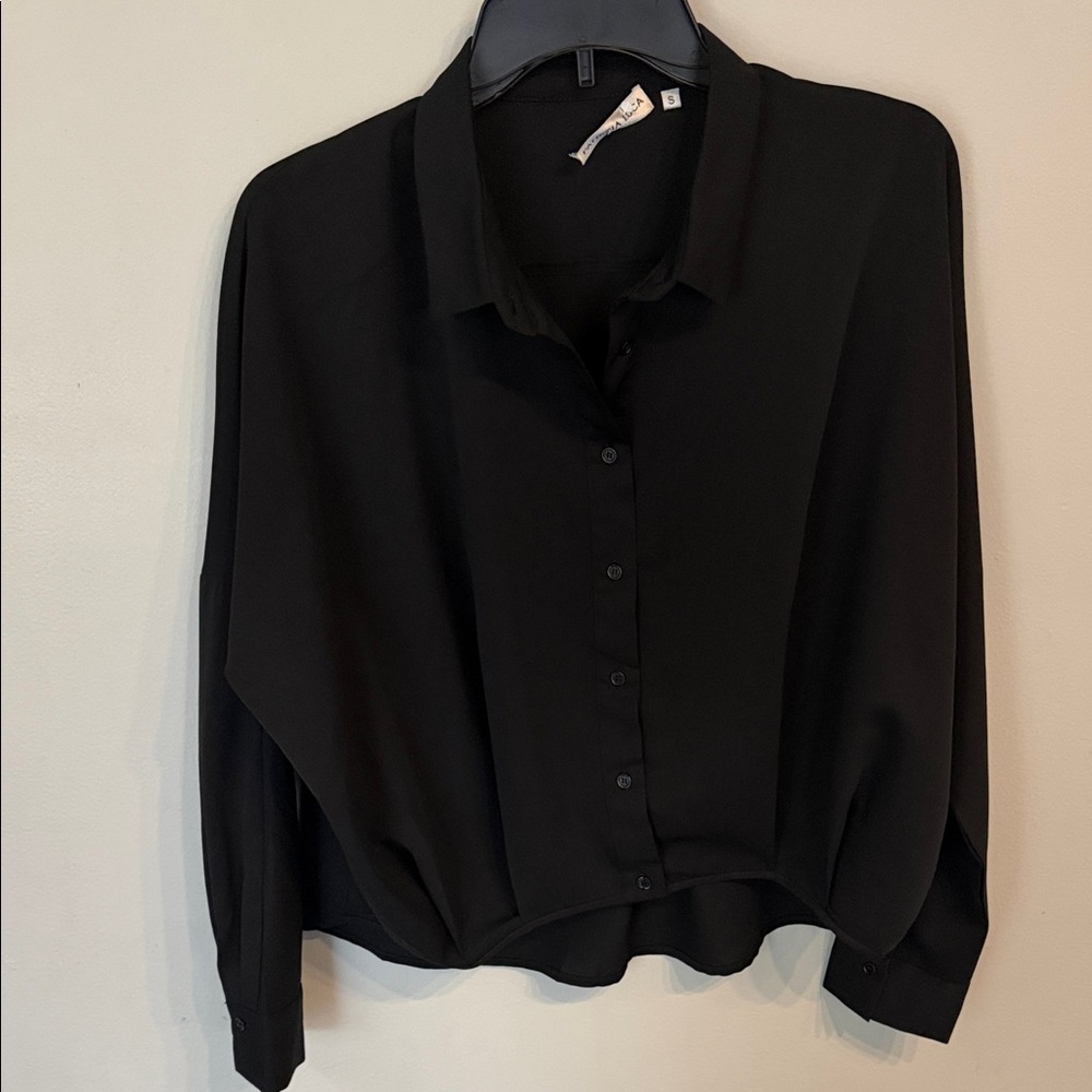 Patrizia Luca Oversized Black Button-Down Blouse